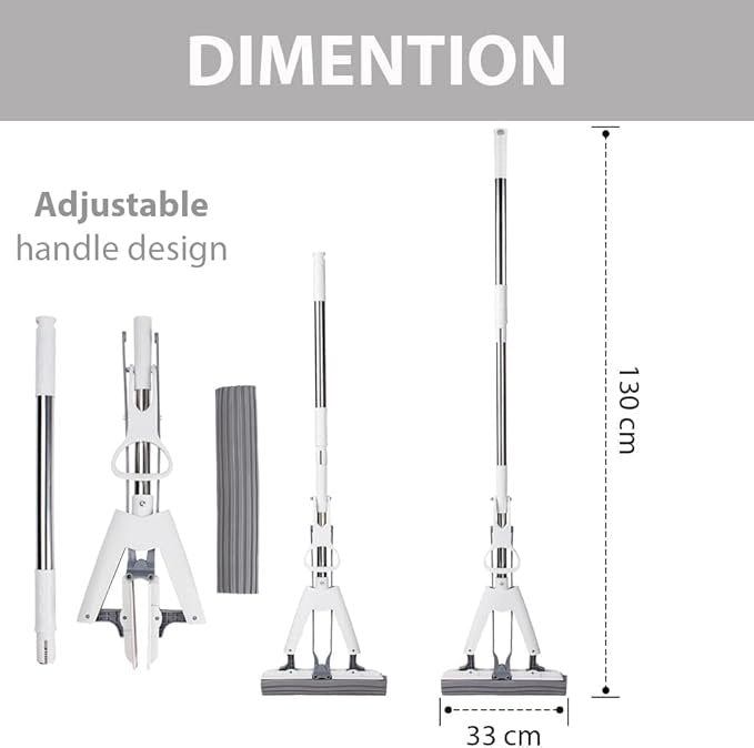 PVA Sponge Mop ? Super Absorbent Roller Mop with Telescopic Handle & Squeeze Wringer ? Floor Cleaning Mop for Home, Kitchen, Bathroom & Tiles