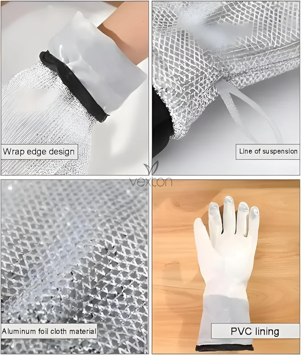 Reusable Wire Dishwashing Gloves ? Heavy-Duty Scrub Gloves with Built-in Steel Wire Scrubber ? Heat Resistant Cleaning Gloves for Kitchen, Utensils & Tough Stains