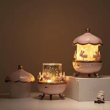 Rechargeable Rabbit Sky Projector ? LED Night Light with Star & Moon Projection, USB Charging, Touch Control, Soothing Rotating Galaxy Light for Kids Room, Nursery & Bedroom Decor