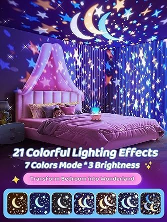 Rechargeable Rabbit Sky Projector ? LED Night Light with Star & Moon Projection, USB Charging, Touch Control, Soothing Rotating Galaxy Light for Kids Room, Nursery & Bedroom Decor