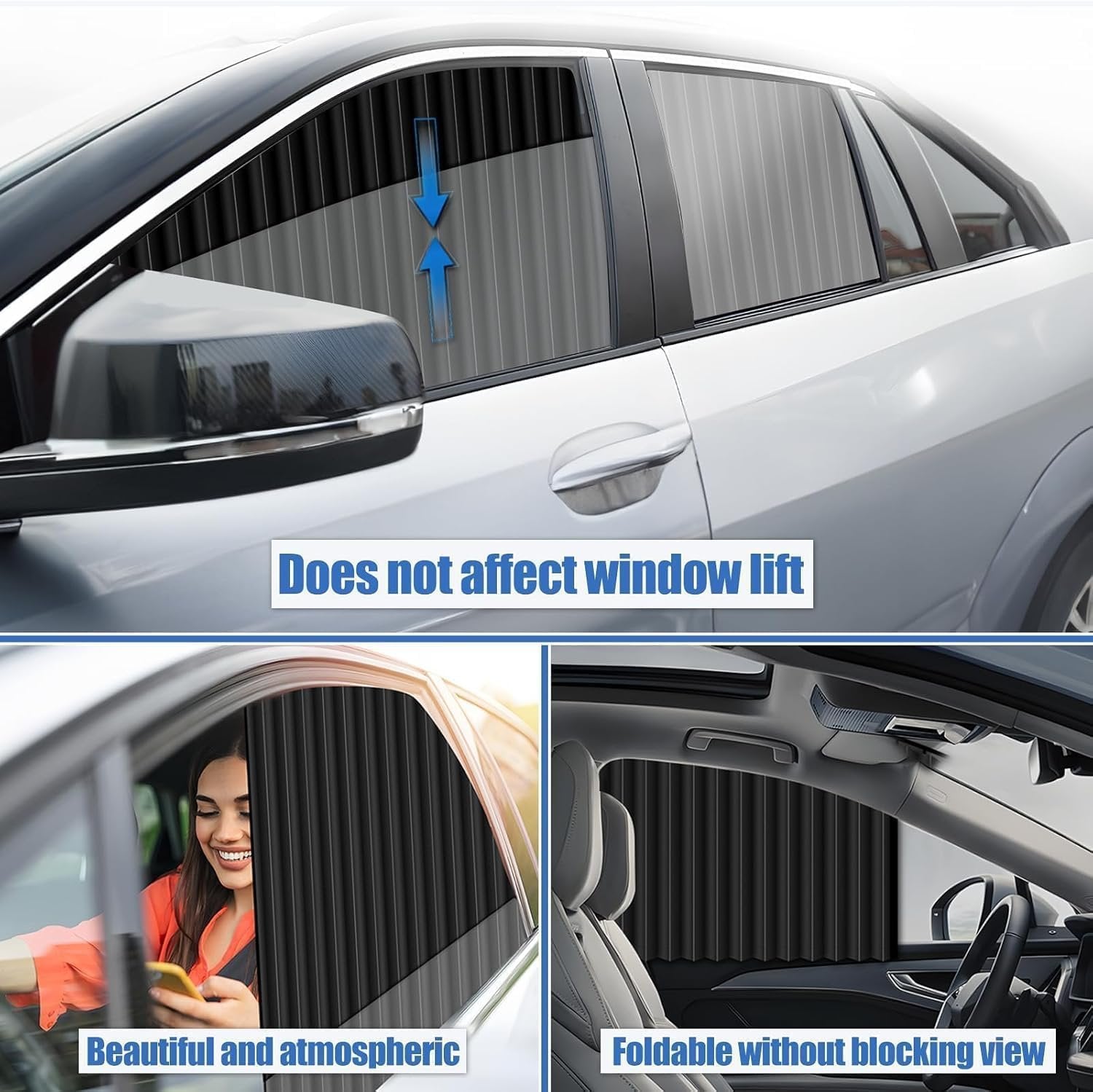4 Pcs Magnetic Car Curtains ? UV Protection Sunshade for Front & Rear Windows, Privacy Car Window Shades with Easy Magnetic Installation, Foldable & Breathable Mesh
