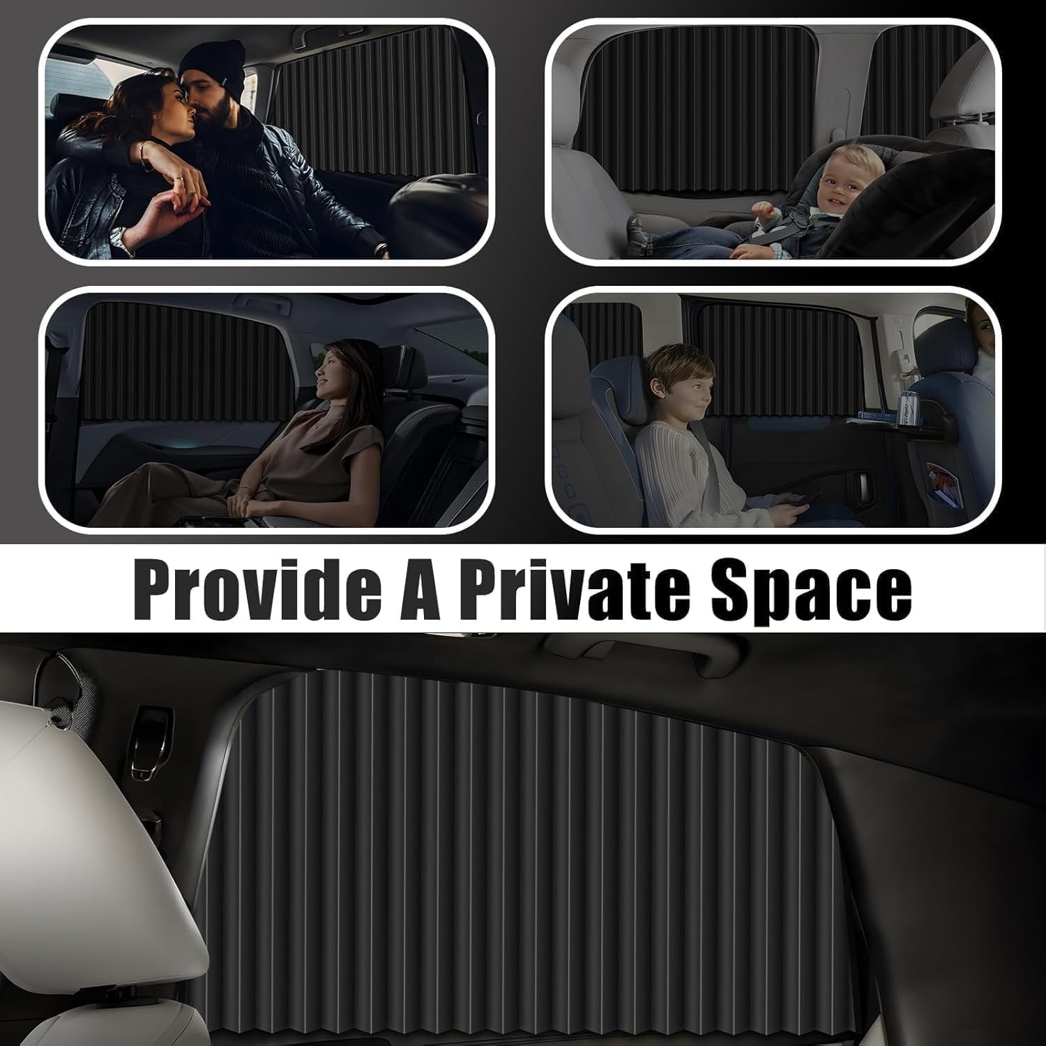 4 Pcs Magnetic Car Curtains ? UV Protection Sunshade for Front & Rear Windows, Privacy Car Window Shades with Easy Magnetic Installation, Foldable & Breathable Mesh