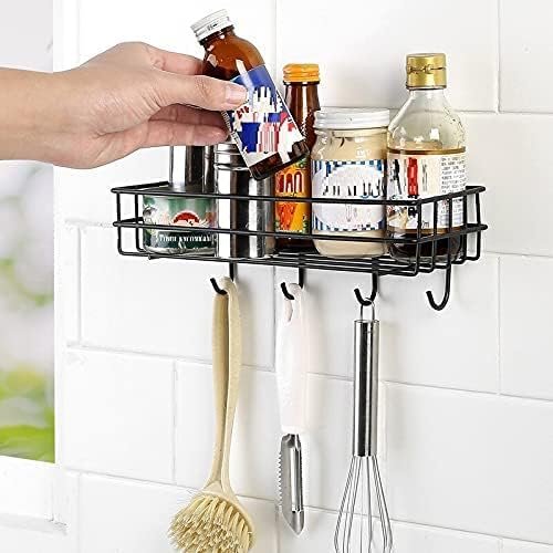 4 Hook Metal Wall Shelf ? Heavy-Duty Wall-Mounted Storage Rack with Hooks for Keys, Towels, Utensils & Accessories, Space-Saving Organizer for Kitchen, Bathroom & Entryway