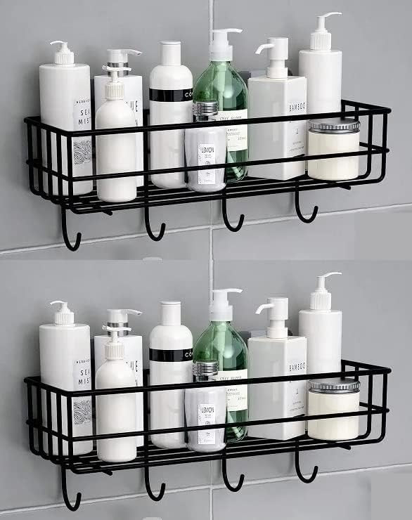 4 Hook Metal Wall Shelf ? Heavy-Duty Wall-Mounted Storage Rack with Hooks for Keys, Towels, Utensils & Accessories, Space-Saving Organizer for Kitchen, Bathroom & Entryway