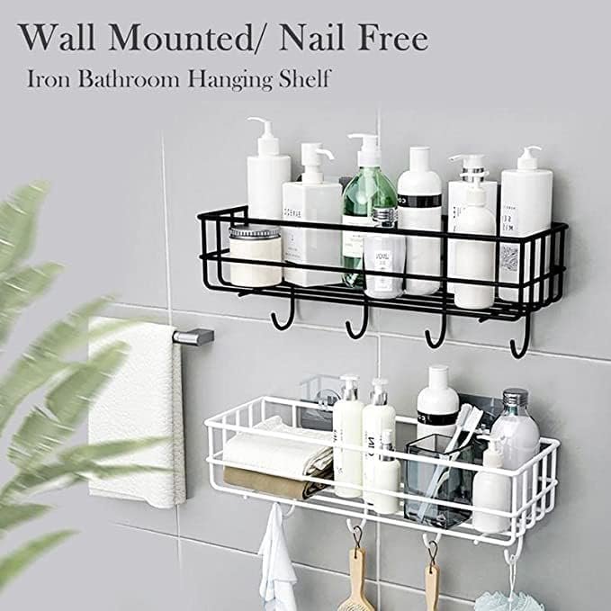 4 Hook Metal Wall Shelf ? Heavy-Duty Wall-Mounted Storage Rack with Hooks for Keys, Towels, Utensils & Accessories, Space-Saving Organizer for Kitchen, Bathroom & Entryway