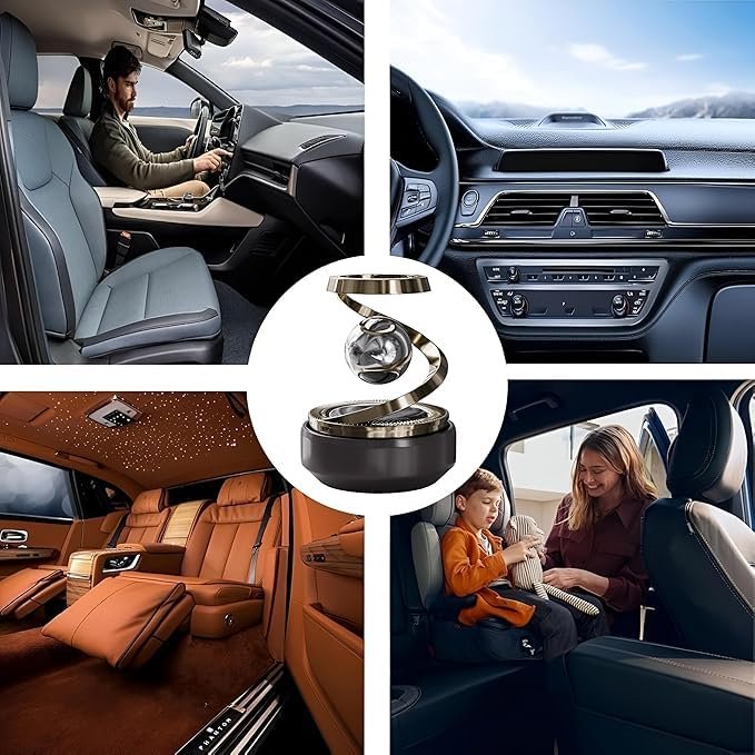 Solar Car Air Freshener ? Rotating Car Dashboard Perfume Diffuser with Fragrance Pads, Solar Powered Aromatherapy Fan for Auto Interior Odor Removal & Fresh Scent