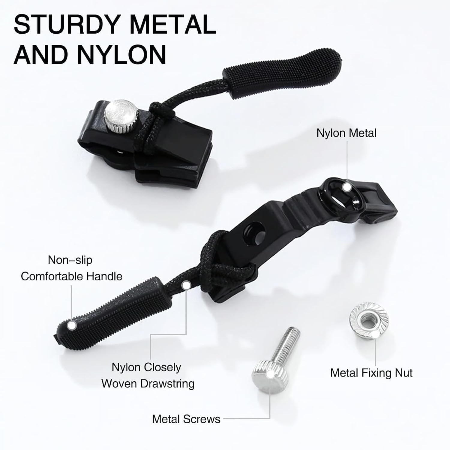 Zipper Repair Kit ? Universal Zipper Replacement Set with Zipper Pulls, Sliders & Stops for Jackets, Bags, Luggage & Tents, Fix Zippers Without Sewing (Assorted Sizes)