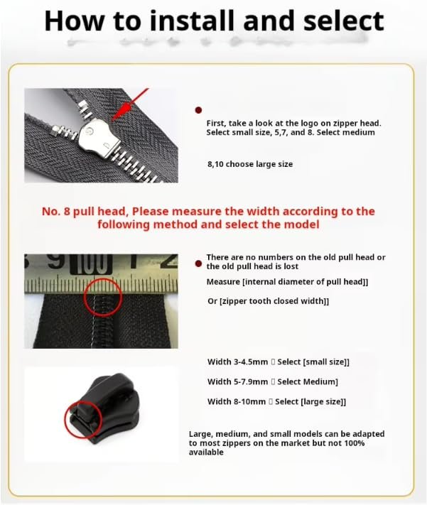 Zipper Repair Kit ? Universal Zipper Replacement Set with Zipper Pulls, Sliders & Stops for Jackets, Bags, Luggage & Tents, Fix Zippers Without Sewing (Assorted Sizes)