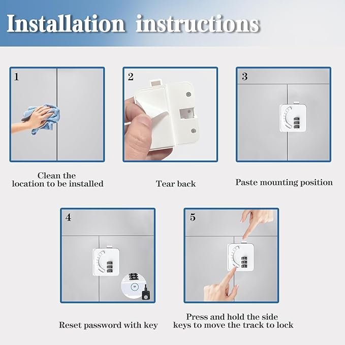 Baby Safety Password Keypad Door Lock ? Self-Adhesive Childproof Lock for Doors & Cabinets, No Drilling, Reusable with Combination Security, Easy Installation