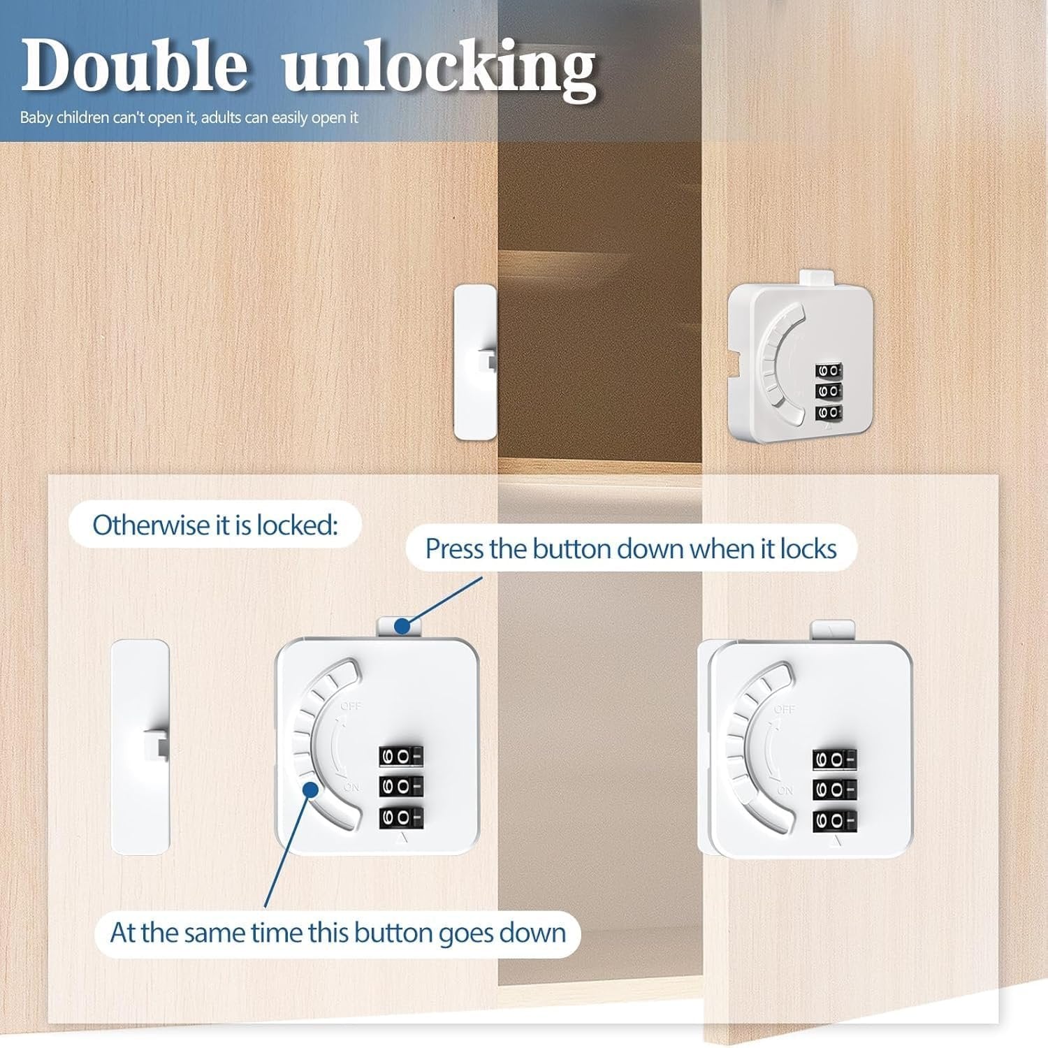Baby Safety Password Keypad Door Lock ? Self-Adhesive Childproof Lock for Doors & Cabinets, No Drilling, Reusable with Combination Security, Easy Installation