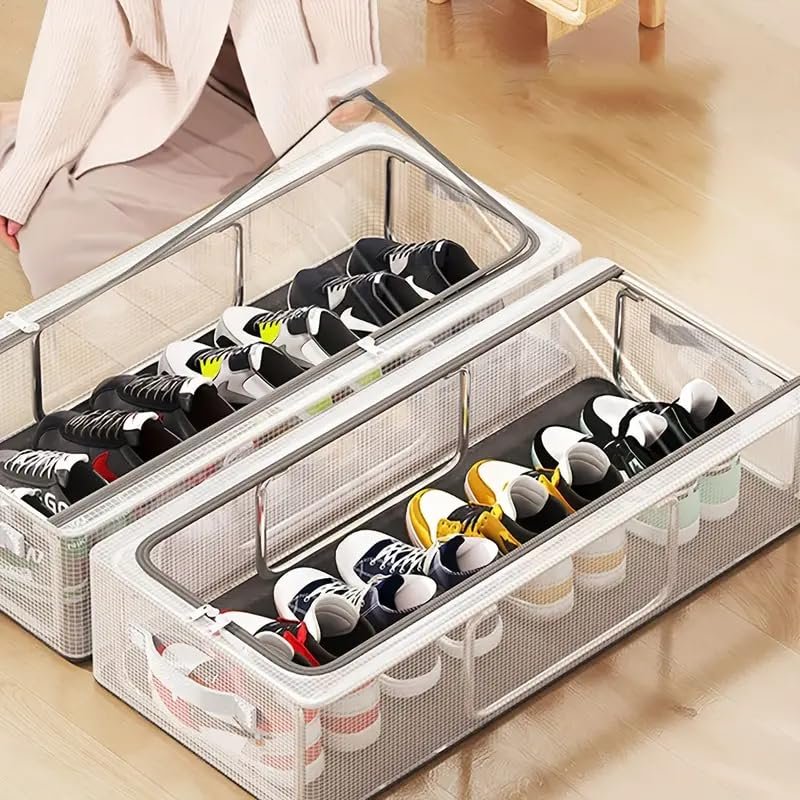 Shoe Storage Organizer ? Stackable Shoe Rack for Closet, Entryway & Bedroom, Space-Saving Shoe Shelf for Sneakers, Heels, Boots & More