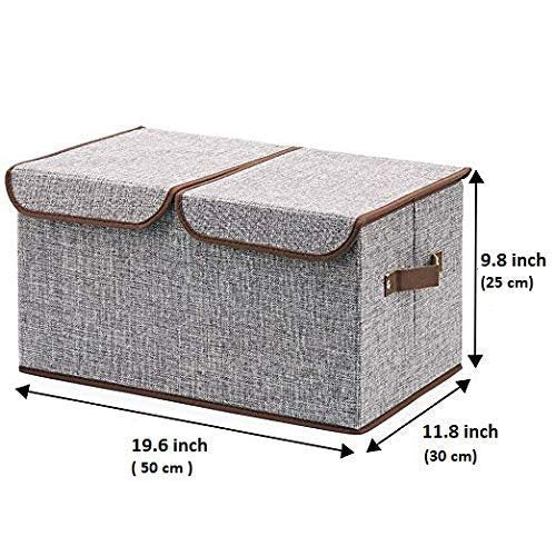 Double Cover Foldable Storage Box ? Large Capacity Collapsible Organizer with Dual Open Lid, Fabric Storage Bin for Clothes, Toys, Blankets & More
