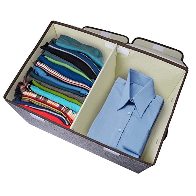 Double Cover Foldable Storage Box ? Large Capacity Collapsible Organizer with Dual Open Lid, Fabric Storage Bin for Clothes, Toys, Blankets & More