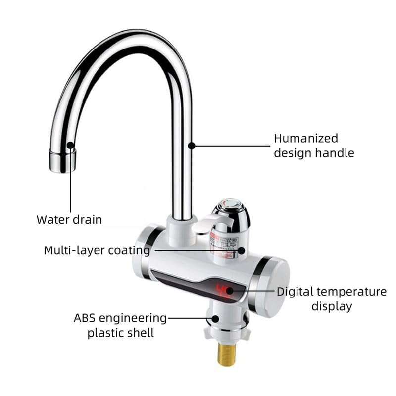 Instant Water Heater Faucet ? 2-in-1 Hot & Cold Tap with Digital Display, Fast Heating Electric Kitchen & Bathroom Sink Mixer Tap