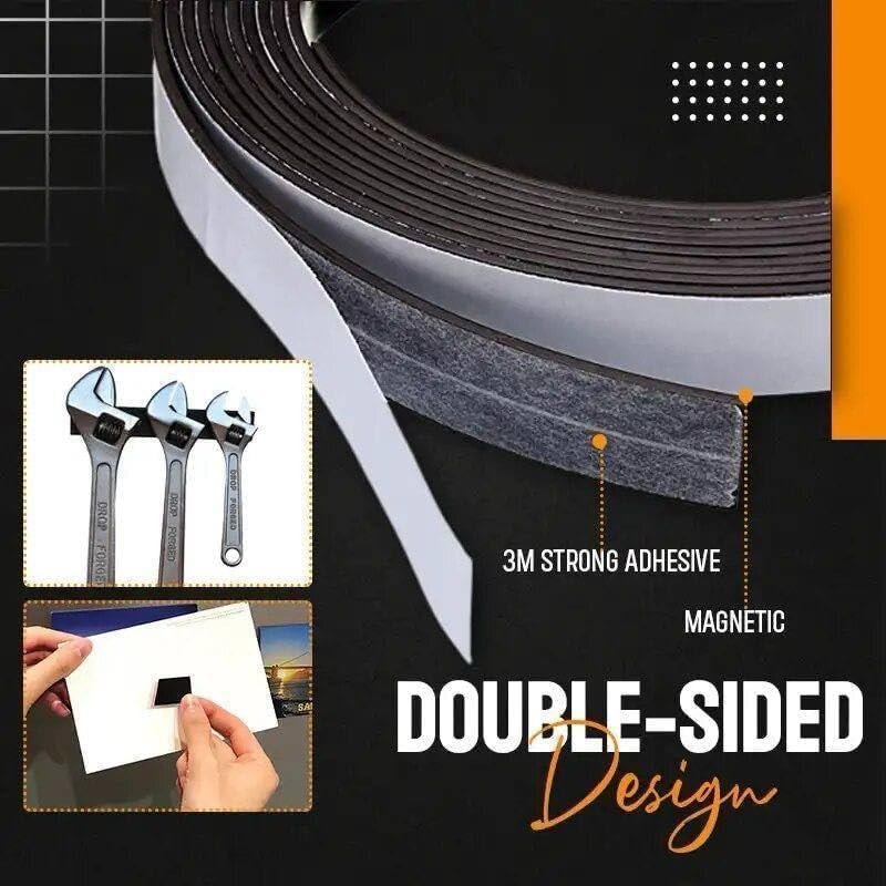 Magnetic Tape Roll ? 1CM & 2CM Width x 3 Meter Length, Flexible Self-Adhesive Magnet Strip for Crafts, DIY Projects, Refrigerator & Office Use