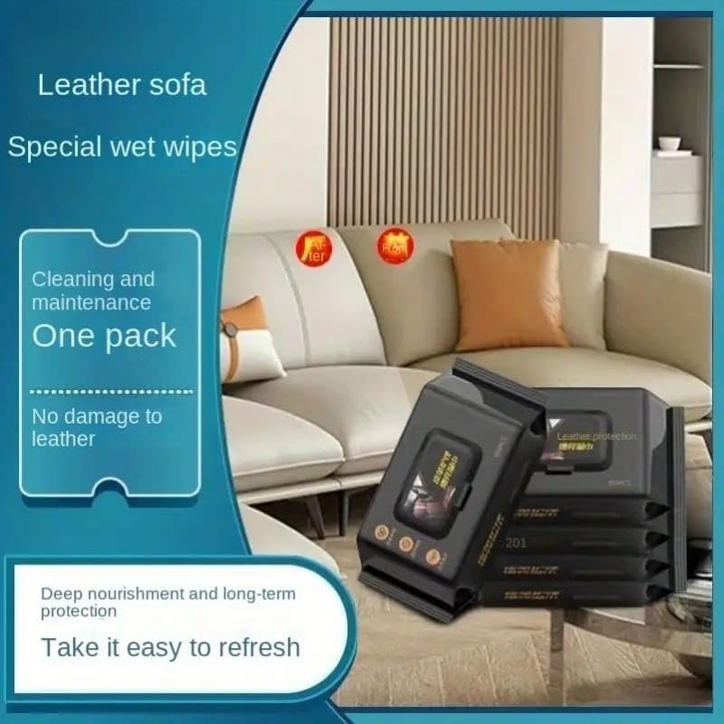 Leather Cleaning Wipes ? Pre-Moistened Wipes for Car Seats, Sofa, Shoes & Bags, Quick Shine & Conditioning Cleaner for All Leather Surfaces (Pack of 30/50/100)