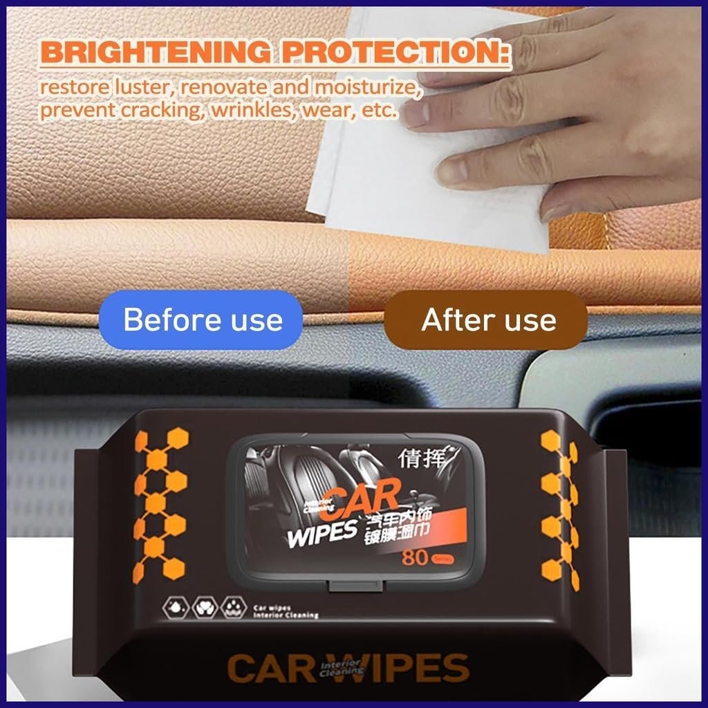 Car Cleaning Wipes ? All-in-One Auto Detailing Wipes for Interior & Exterior | Dashboard, Glass, Leather, Vinyl, Plastic | Quick Clean & Shine | Pack of 30/50/100