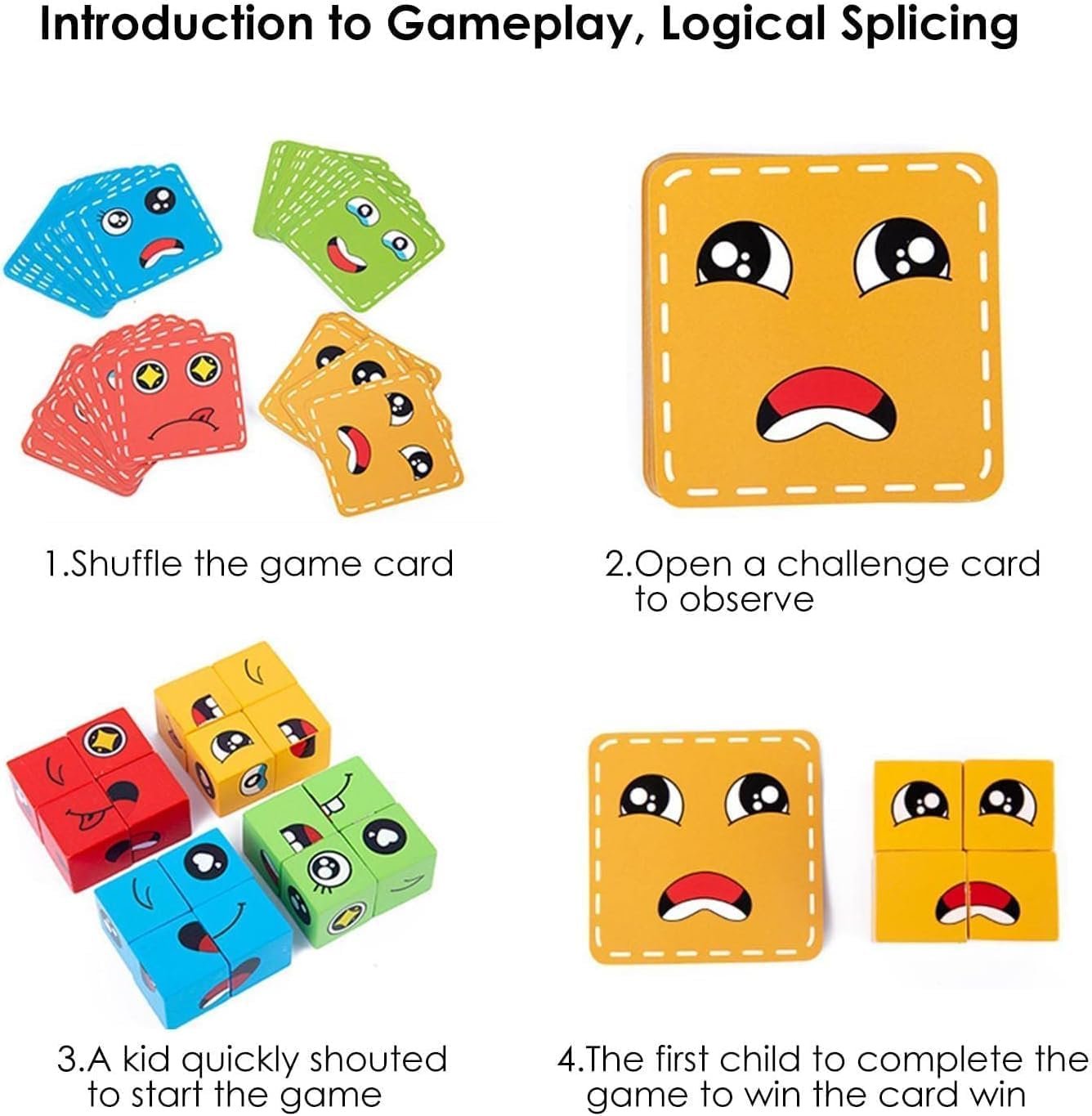 Face Change Cube Game ? Fun Expression Puzzle Block Game for Kids & Adults, 3D Matching Game with Challenge Cards, STEM Toy for Brain Development & Family Play