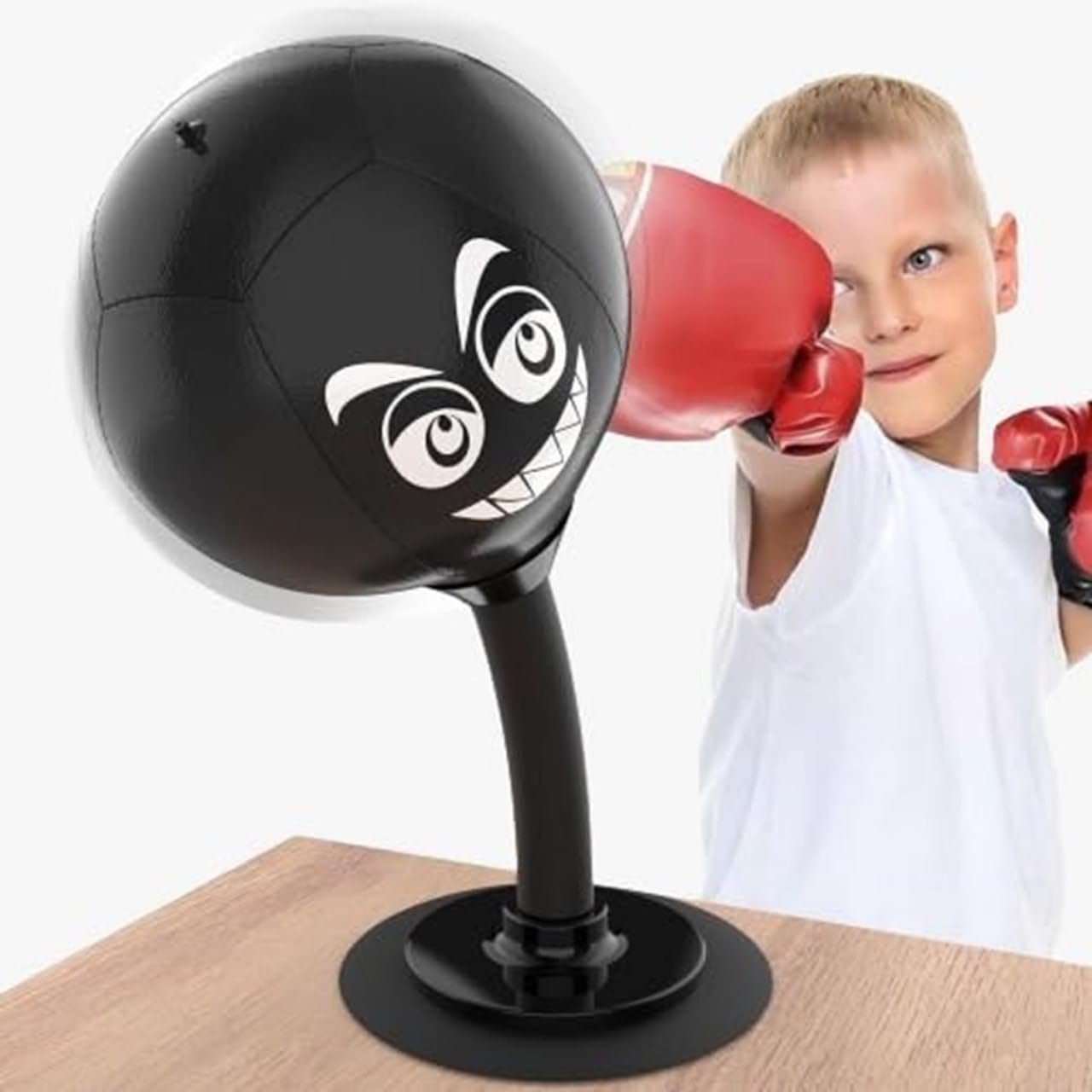 Black Desktop Punching Ball ? Office Stress Relief Speed Bag with Strong Suction Base, Mini Boxing Ball for Desk Focus & Fun, Durable PU Leather Build