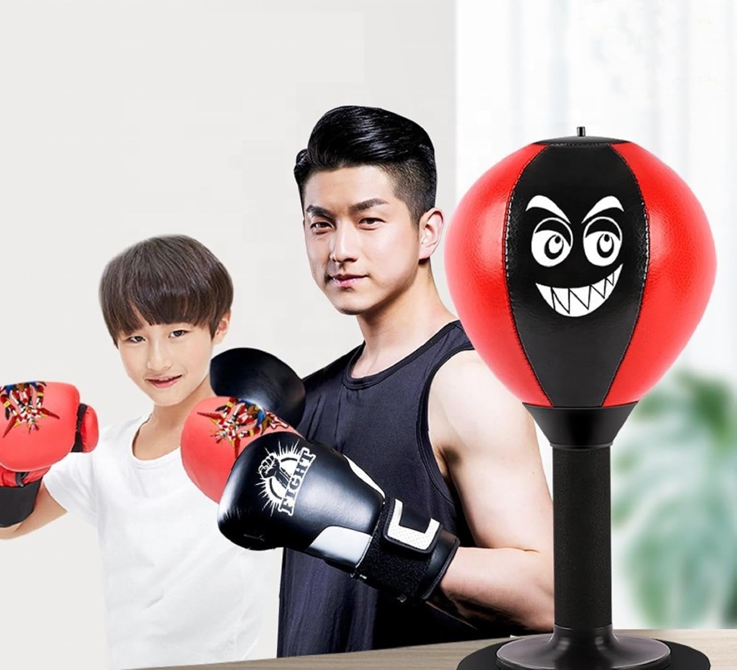 Black Desktop Punching Ball ? Office Stress Relief Speed Bag with Strong Suction Base, Mini Boxing Ball for Desk Focus & Fun, Durable PU Leather Build