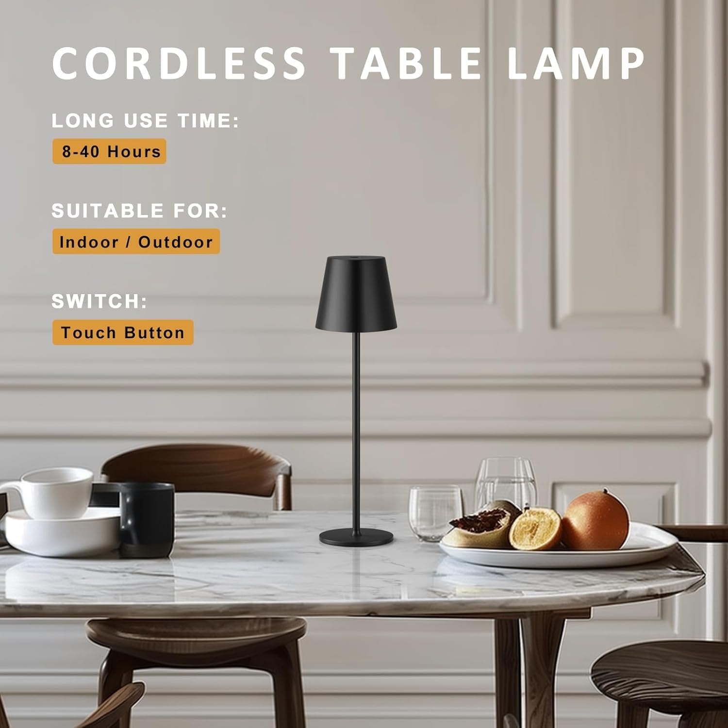 Rechargeable Table Lamp ? Portable LED Desk Light with Touch Control & Dimmable Brightness, USB Charging, Battery Powered Bedside Lamp for Home, Office & Study