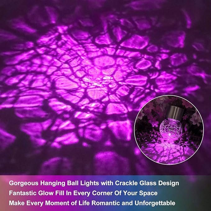 Cracked Glass Solar Light ? Waterproof LED Garden Globe Lamp with Solar Charging, Decorative Outdoor Light for Patio, Yard, Balcony & Pathway
