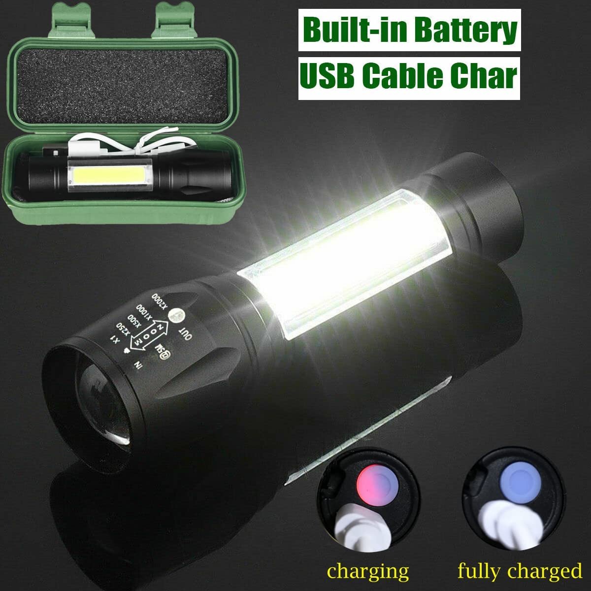 Rechargeable USB Mini Torch Light ? Compact LED Flashlight with Keychain Clip, USB Charging, Waterproof & Pocket-Sized for Travel, Camping & Emergency Use