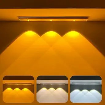 LED Cabinet Light ? Motion Sensor Rechargeable Under Cabinet Lighting, Wireless Stick-On Closet Light with Adjustable Brightness for Kitchen, Wardrobe & Stairs