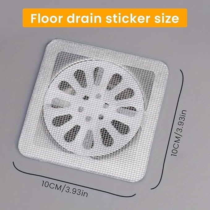 Shower Drain Mesh Sticker ? Disposable Hair Catcher Strainer for Bathroom Floor, Self-Adhesive Anti-Clog Drain Cover for Shower, Tub & Sink (Pack of 30)