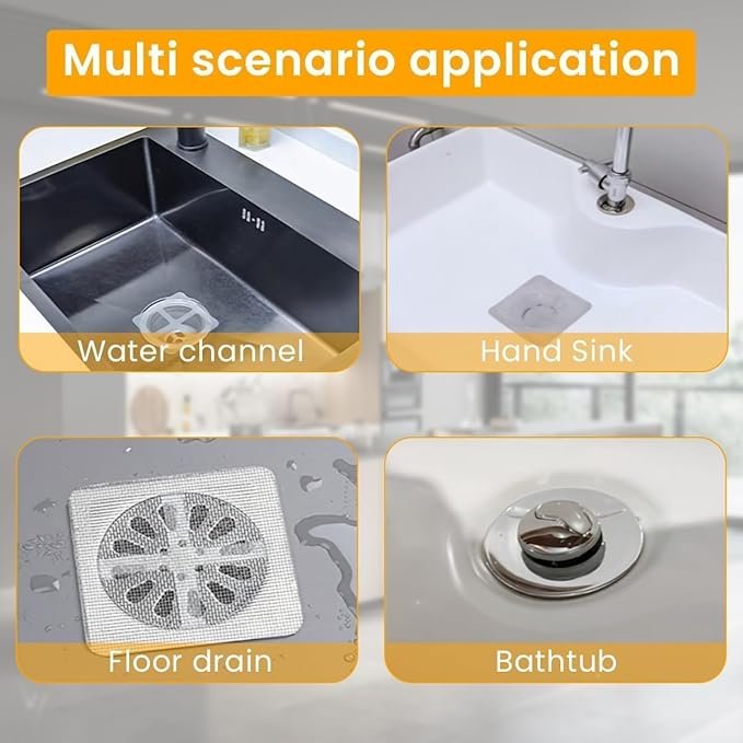 Shower Drain Mesh Sticker ? Disposable Hair Catcher Strainer for Bathroom Floor, Self-Adhesive Anti-Clog Drain Cover for Shower, Tub & Sink (Pack of 30)