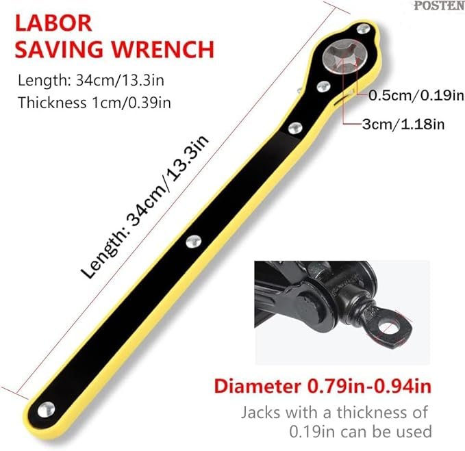 Car Jack Wrench ? Heavy Duty L-Shaped Lug Wrench for Tire Change | Durable Steel Jack Handle Tool for Cars, SUVs, and Trucks