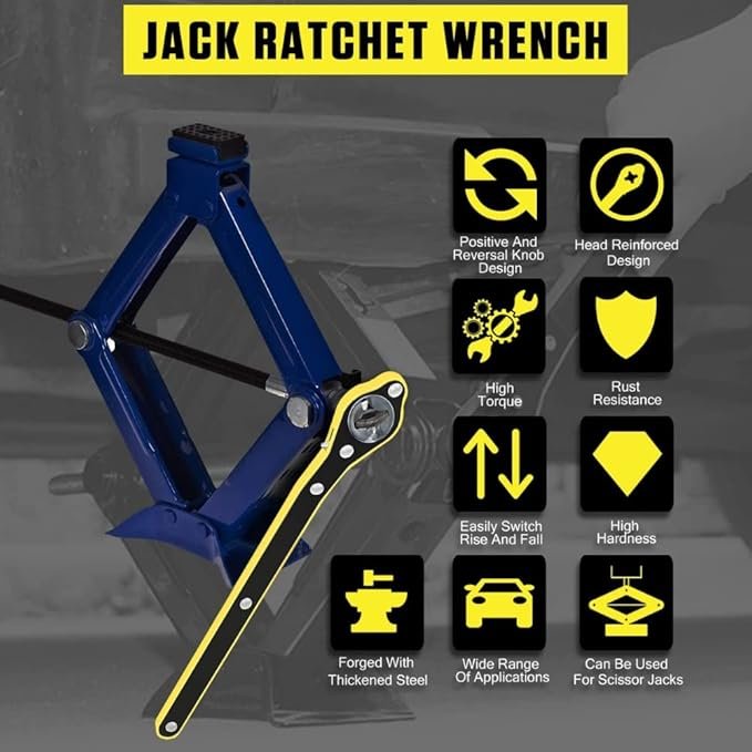 Car Jack Wrench ? Heavy Duty L-Shaped Lug Wrench for Tire Change | Durable Steel Jack Handle Tool for Cars, SUVs, and Trucks