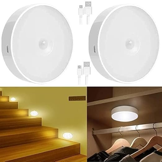 Body Induction Motion Sensor Light ? USB Rechargeable Wireless LED Night Light with Auto On/Off | Magnetic Wall Light for Closet, Stair, Kitchen, Bedroom & Hallway