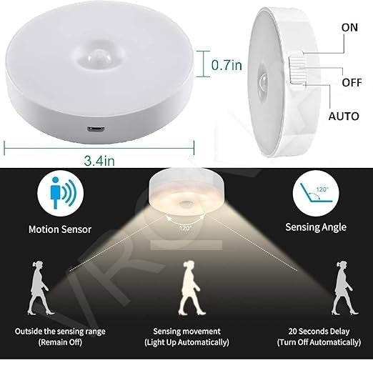Body Induction Motion Sensor Light ? USB Rechargeable Wireless LED Night Light with Auto On/Off | Magnetic Wall Light for Closet, Stair, Kitchen, Bedroom & Hallway