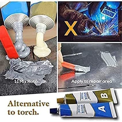 AB Metal Repair Glue 50 g + 50 g ? Industrial Strength 2-Part Epoxy Adhesive for Metal, Ceramic, Wood, Plastic & More | Fast-Setting, Waterproof & Heat-Resistant