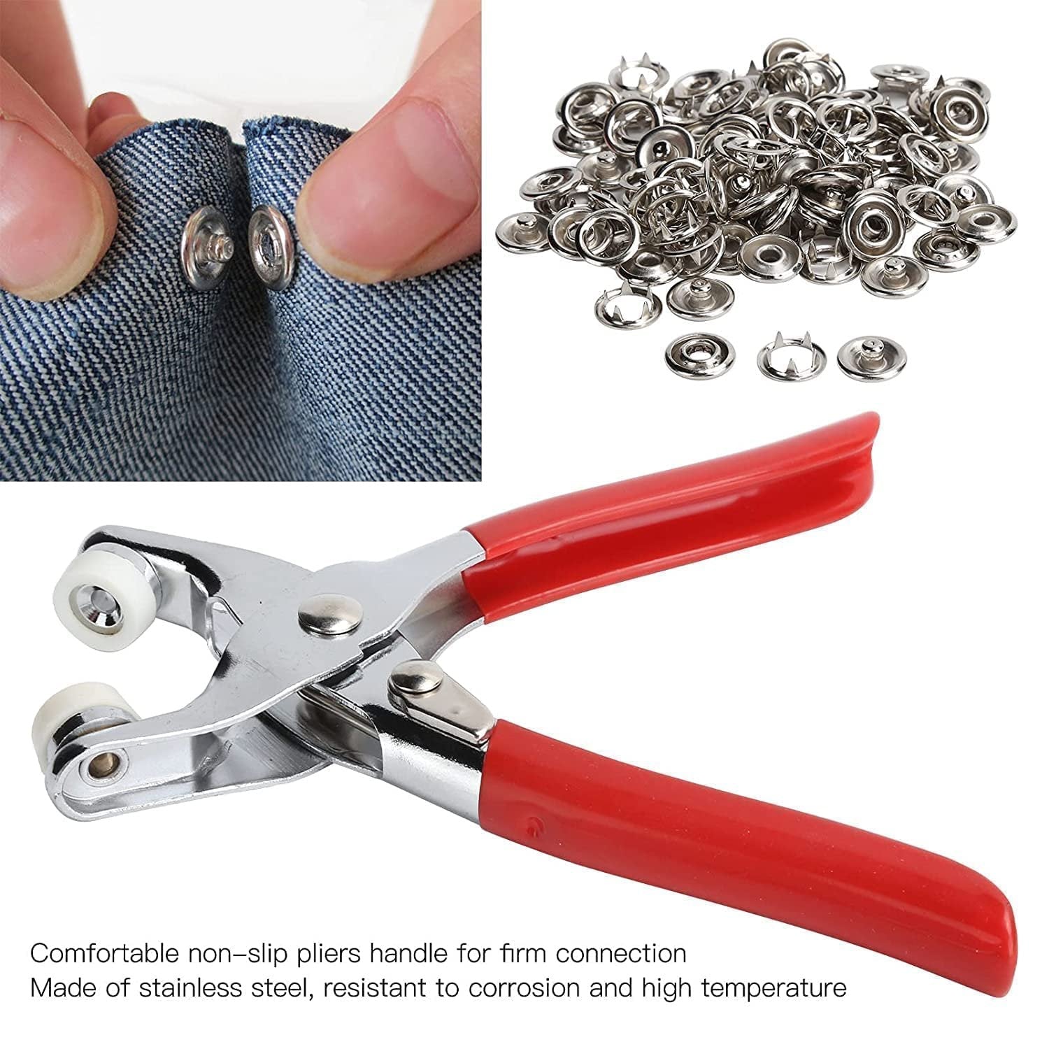 Grommet Setting Tool Kit ? Heavy?Duty Hand Press Pliers for Metal Eyelets | 5 Interchangeable Die Sizes & Hammer Adapter | DIY Fabric, Canvas, Denim & Crafts Grommet Tool