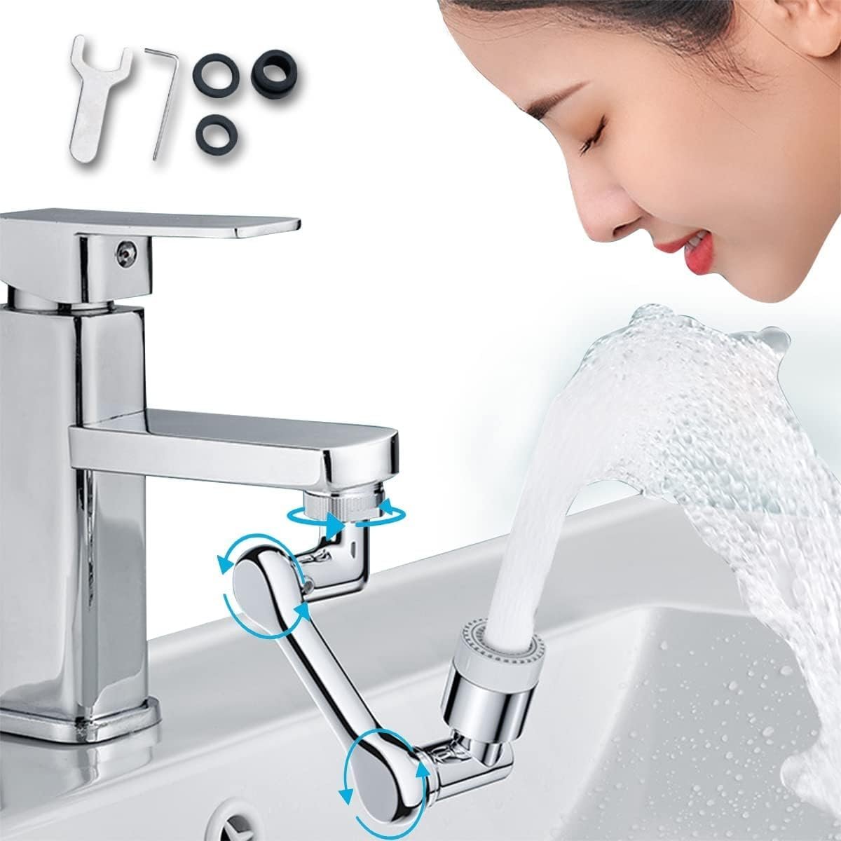1080? Rotating Faucet Extender ? Multi-Angle Swivel Tap Attachment with Dual-Mode Water Outlet | Universal Splash-Proof Aerator for Kitchen & Bathroom Sink