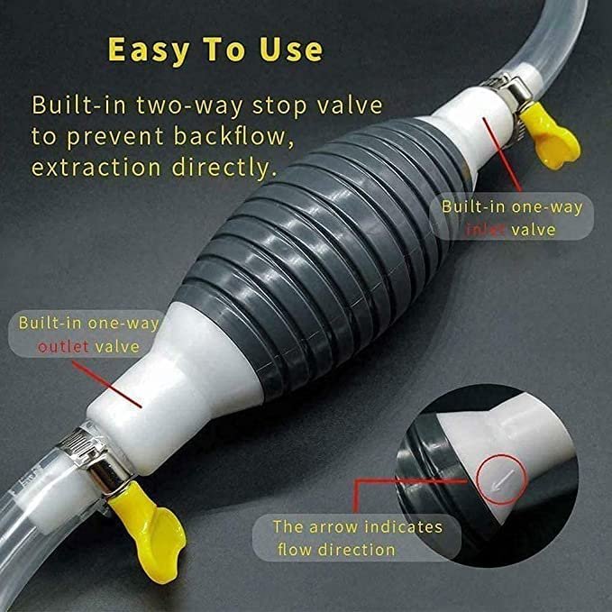 Flexible Manual Oil Transfer Pipe ? Portable Siphon Pump Hose with Hand Pump for Fuel, Water, Gas, Diesel & Oil Transfer | Leak-Proof & Easy to Use