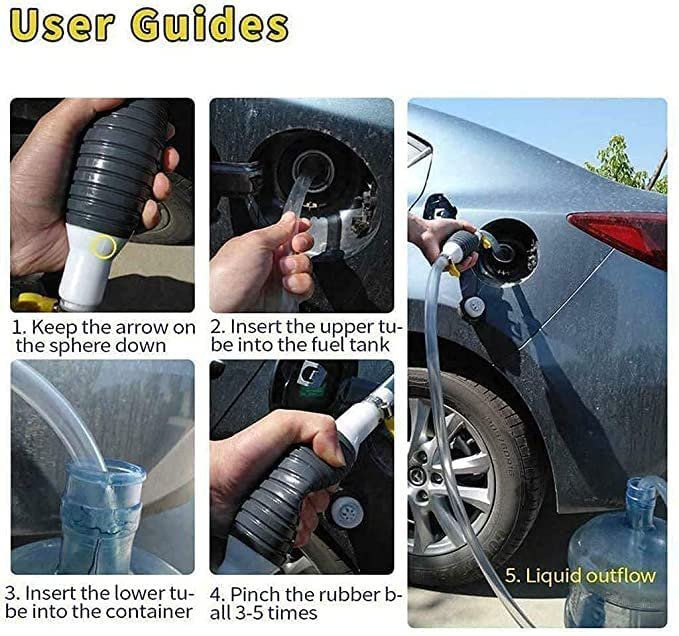 Flexible Manual Oil Transfer Pipe ? Portable Siphon Pump Hose with Hand Pump for Fuel, Water, Gas, Diesel & Oil Transfer | Leak-Proof & Easy to Use