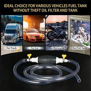 Flexible Manual Oil Transfer Pipe ? Portable Siphon Pump Hose with Hand Pump for Fuel, Water, Gas, Diesel & Oil Transfer | Leak-Proof & Easy to Use