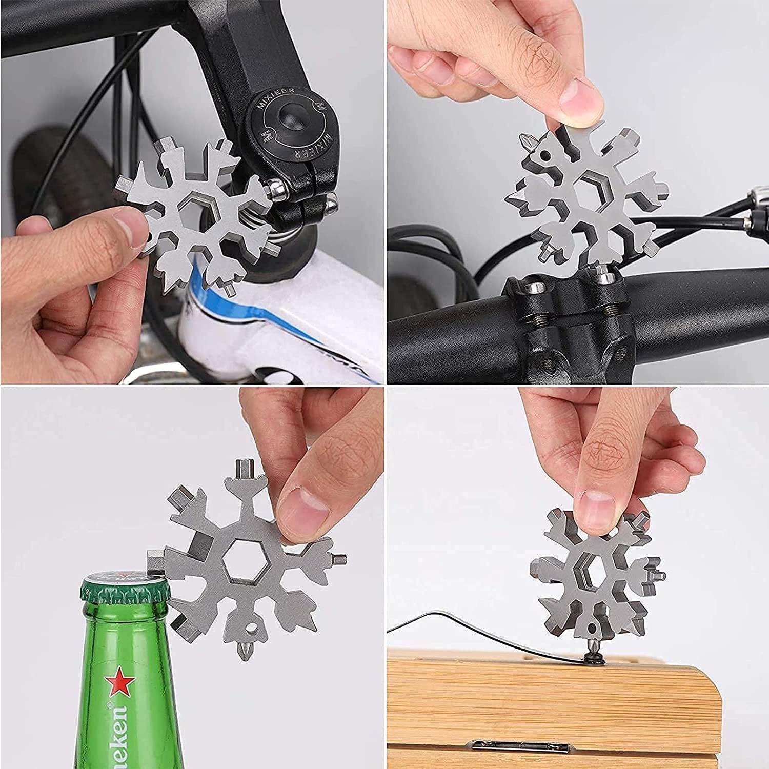 18-in-1 Snowflake Multi-Functional Tool | Stainless Steel Pocket Tool for Screwdriver, Bottle Opener, Wrench & Outdoor Gear | EDC Tool for Camping, Hiking & Travel