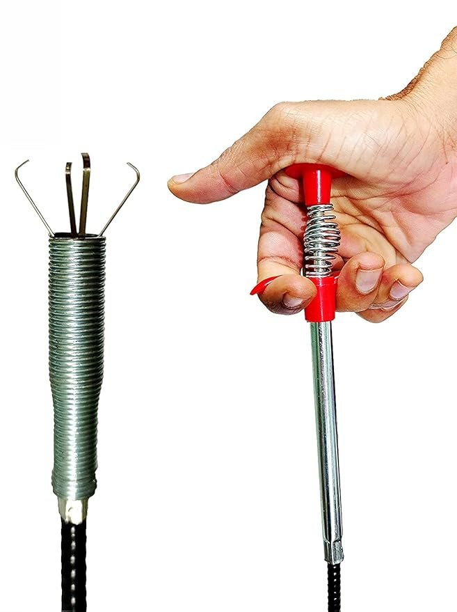 Hair Catching Drain Chain ? 160CM / 5Ft | Flexible Sink & Shower Drain Clog Remover with Hooks | Reusable Hair Catcher Tool for Bathroom, Kitchen & Bathtub