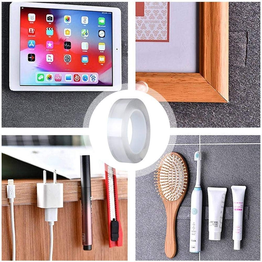 3M Ivy Grip Tape | Transparent Double-Sided Nano Tape for Wall Mounting, Home & Office Use | Reusable, Washable & Strong Adhesive Gel Tape (Multi-Purpose)