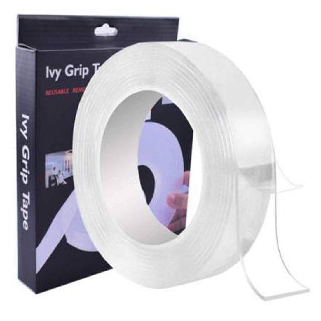 3M Ivy Grip Tape | Transparent Double-Sided Nano Tape for Wall Mounting, Home & Office Use | Reusable, Washable & Strong Adhesive Gel Tape (Multi-Purpose)