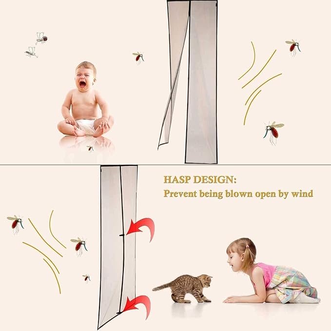 Magic Mesh | Magnetic Screen Door Mesh for Insects & Mosquito Protection | Easy Install Breathable Door Curtain for Home & Balcony