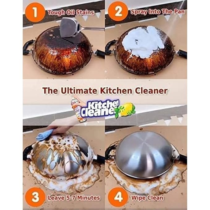 Kitchen Cleaner Foam 500ML ? Powerful Multipurpose Degreasing Spray for Stove, Chimney, Tiles & Countertops ? Instant Foam Cleaning Solution