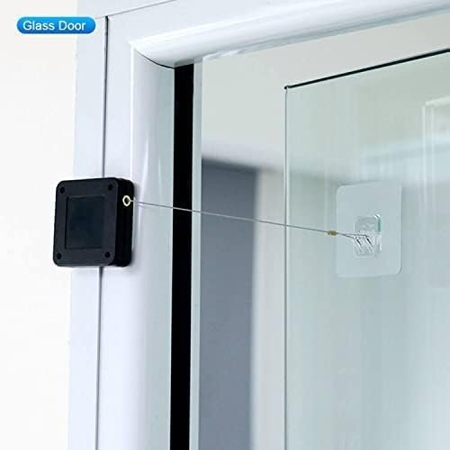 Punch-Free Automatic Door Closer ? No Drill Hydraulic Door Closer with Steel Wire Rope for Home, Office & Bathroom ? Self-Closing Device for Light to Medium Doors