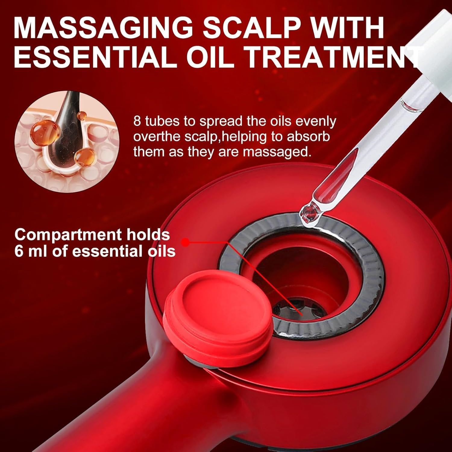 Electric Scalp Massager & Oil Applicator ? Rechargeable Hair Massage Brush with Soft Silicone Bristles, Vibration Therapy, Easy Oil Dispensing for Hair Growth & Relaxation