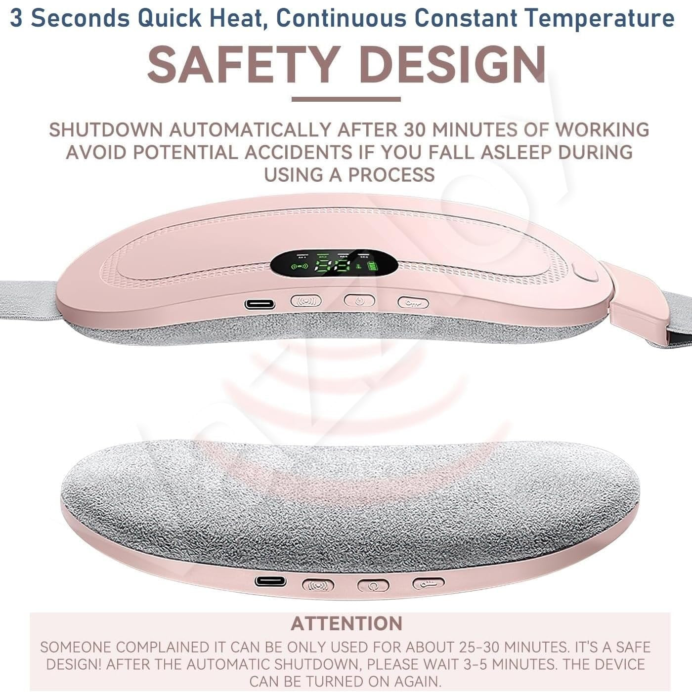 Menstrual Heating Pad Massager ? USB Rechargeable Cramp Relief Belt with Adjustable Heat & Vibration, Portable Warm Compress for Period Pain, Lower Back & Abdomen