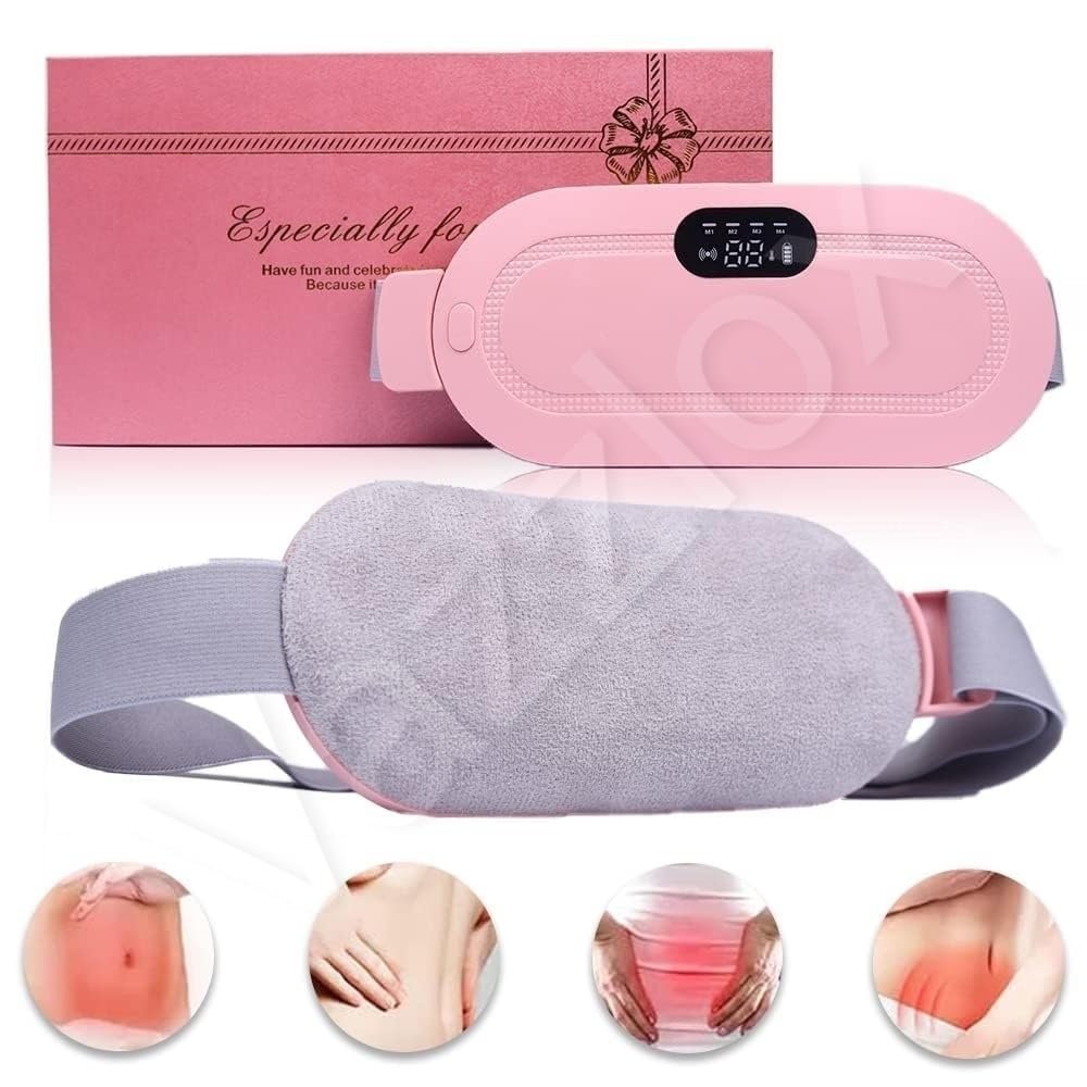 Menstrual Heating Pad Massager ? USB Rechargeable Cramp Relief Belt with Adjustable Heat & Vibration, Portable Warm Compress for Period Pain, Lower Back & Abdomen